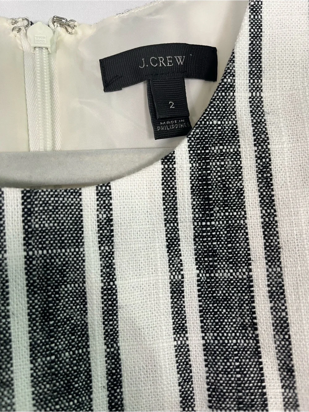 J crew striped linen blend belted fit & flare dress sz 2 coastal Americana - Picture 5 of 11